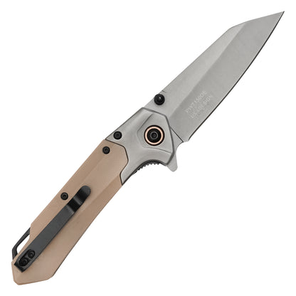 Wartech - 7.75" 2-Tone Desert Wharncliffe | Spring Assisted Pocket Knife
