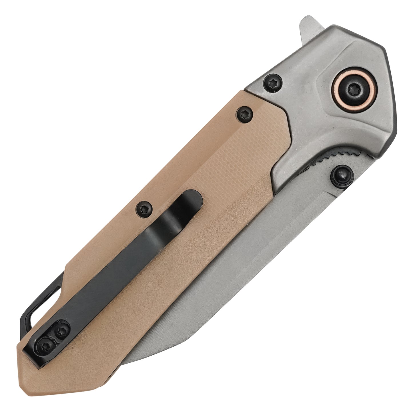 Wartech - 7.75" 2-Tone Desert Wharncliffe | Spring Assisted Pocket Knife