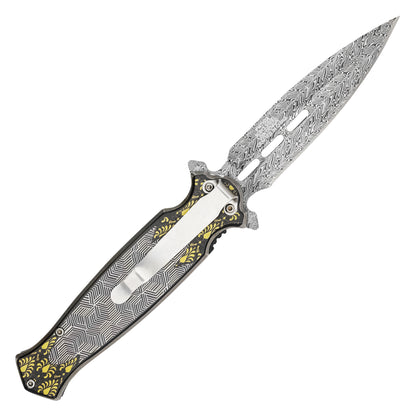 Wartech - 8.25" Geometric Filigree | Spring Assisted Pocket Knife
