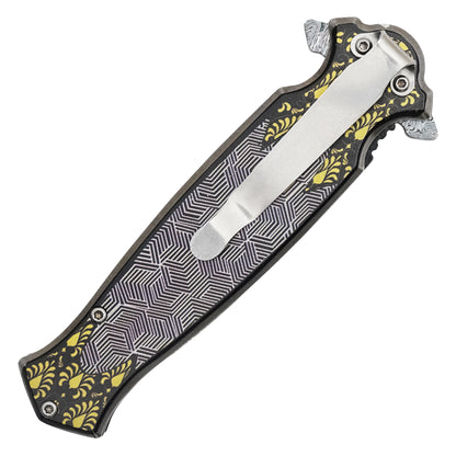 Wartech - 8.25" Geometric Filigree | Spring Assisted Pocket Knife