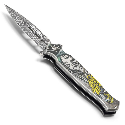 Wartech - 8.25" Tiger Warrior | Spring Assisted Pocket Knife