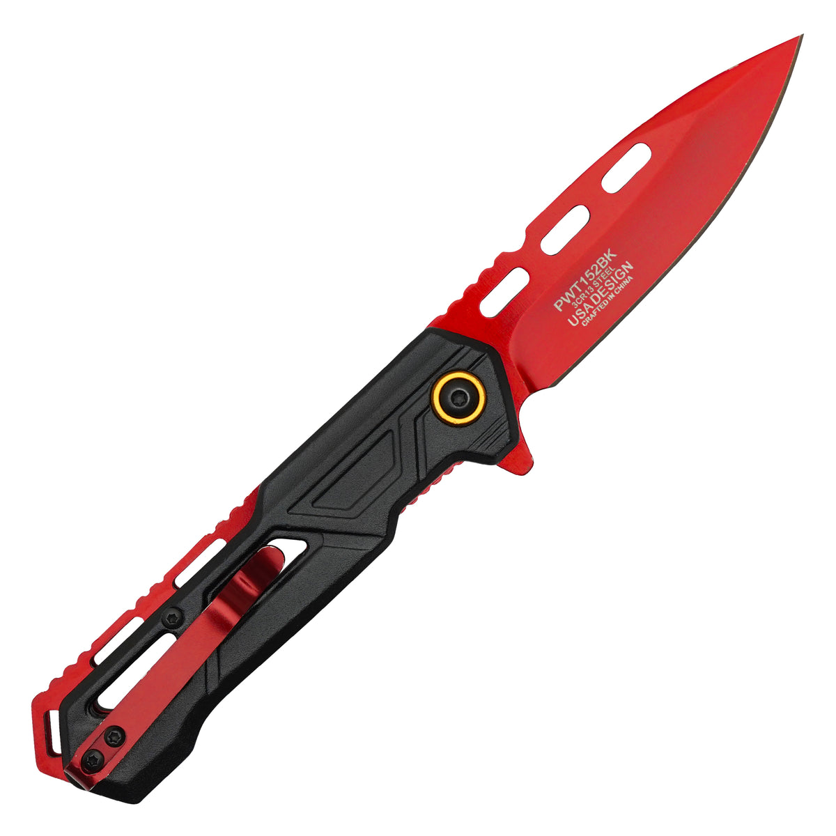 Wartech - 7.5" Black & Red | Spring Assisted Pocket Knife
