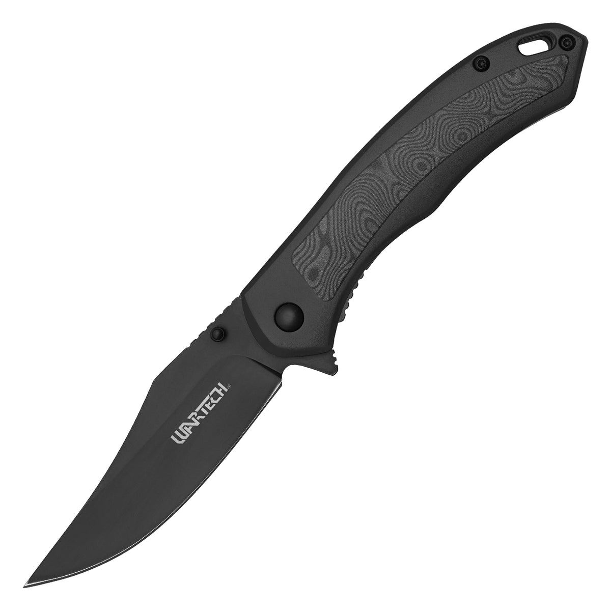 Wartech - 8" Black Damascus | Spring Assisted Pocket Knife