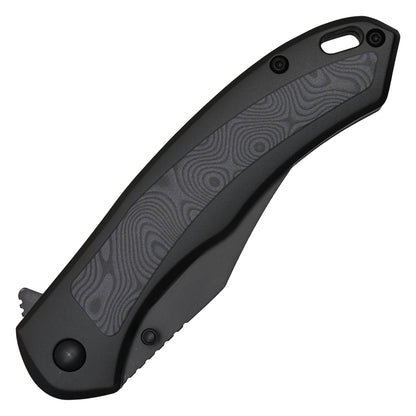 Wartech - 8" Black Damascus | Spring Assisted Pocket Knife