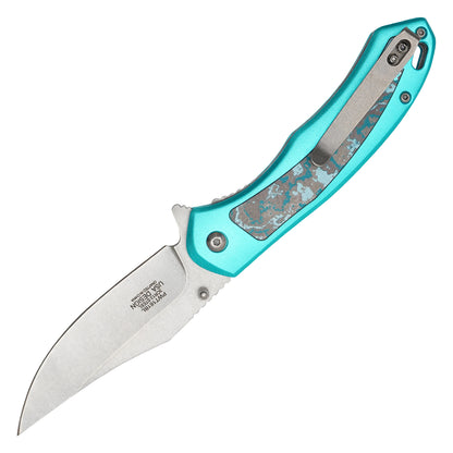 Wartech - 8" Blue Marble | Spring Assisted Pocket Knife