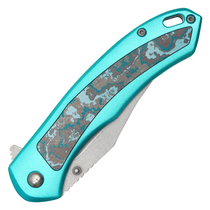 Wartech - 8" Blue Marble | Spring Assisted Pocket Knife