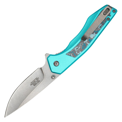 Wartech - 7.75" Blue Marble | Spring Assisted Pocket Knife