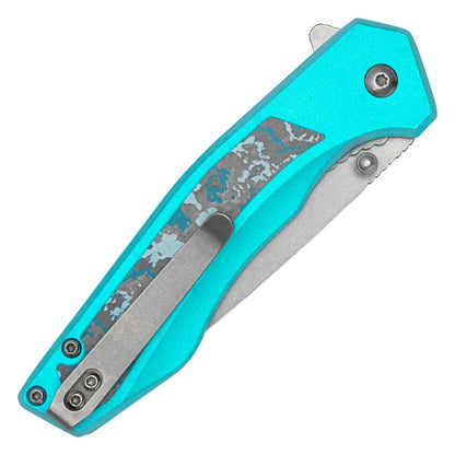 Wartech - 7.75" Blue Marble | Spring Assisted Pocket Knife