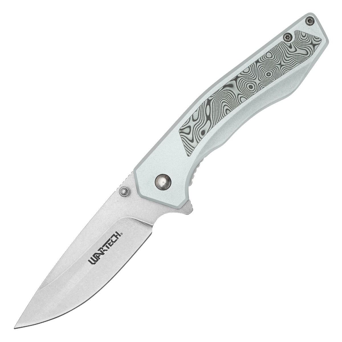 Wartech - 7.75" Gray Damascus | Spring Assisted Pocket Knife