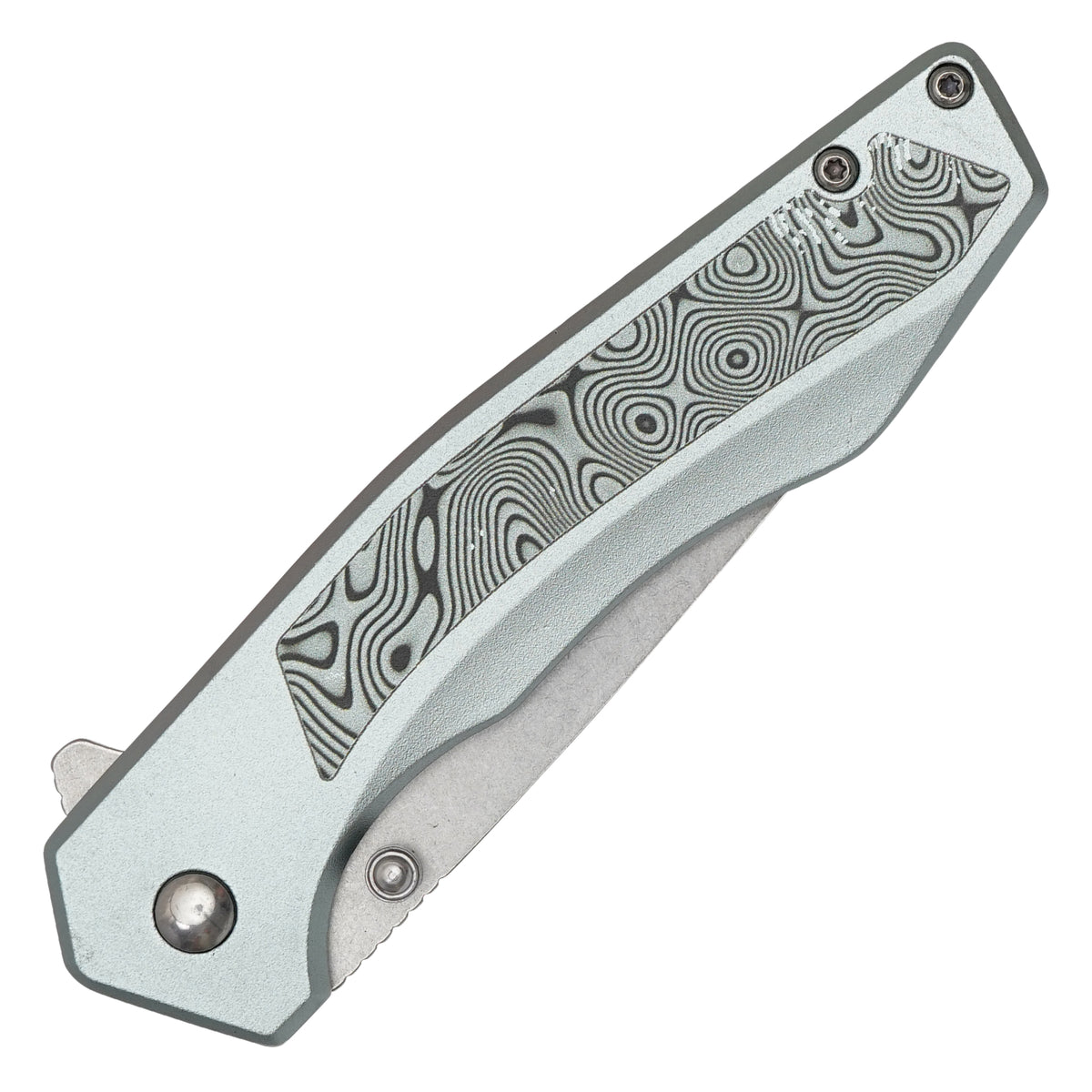 Wartech - 7.75" Gray Damascus | Spring Assisted Pocket Knife