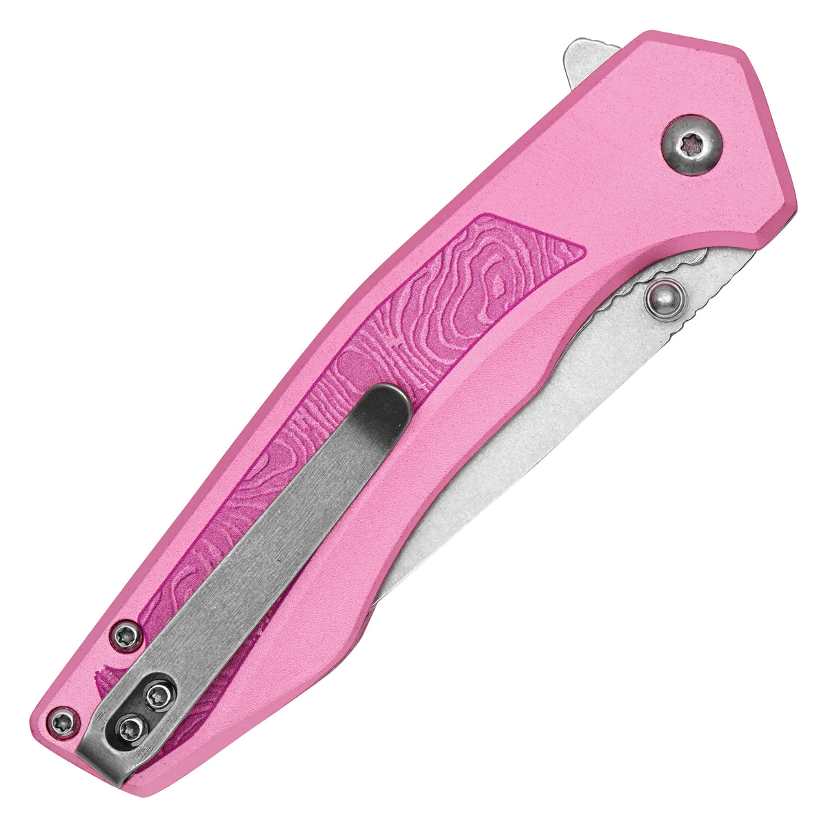 Wartech - 7.75" Pink Damascus | Spring Assisted Pocket Knife