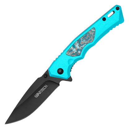 Wartech - 7.75" Blue Marble | Spring Assisted Pocket Knife