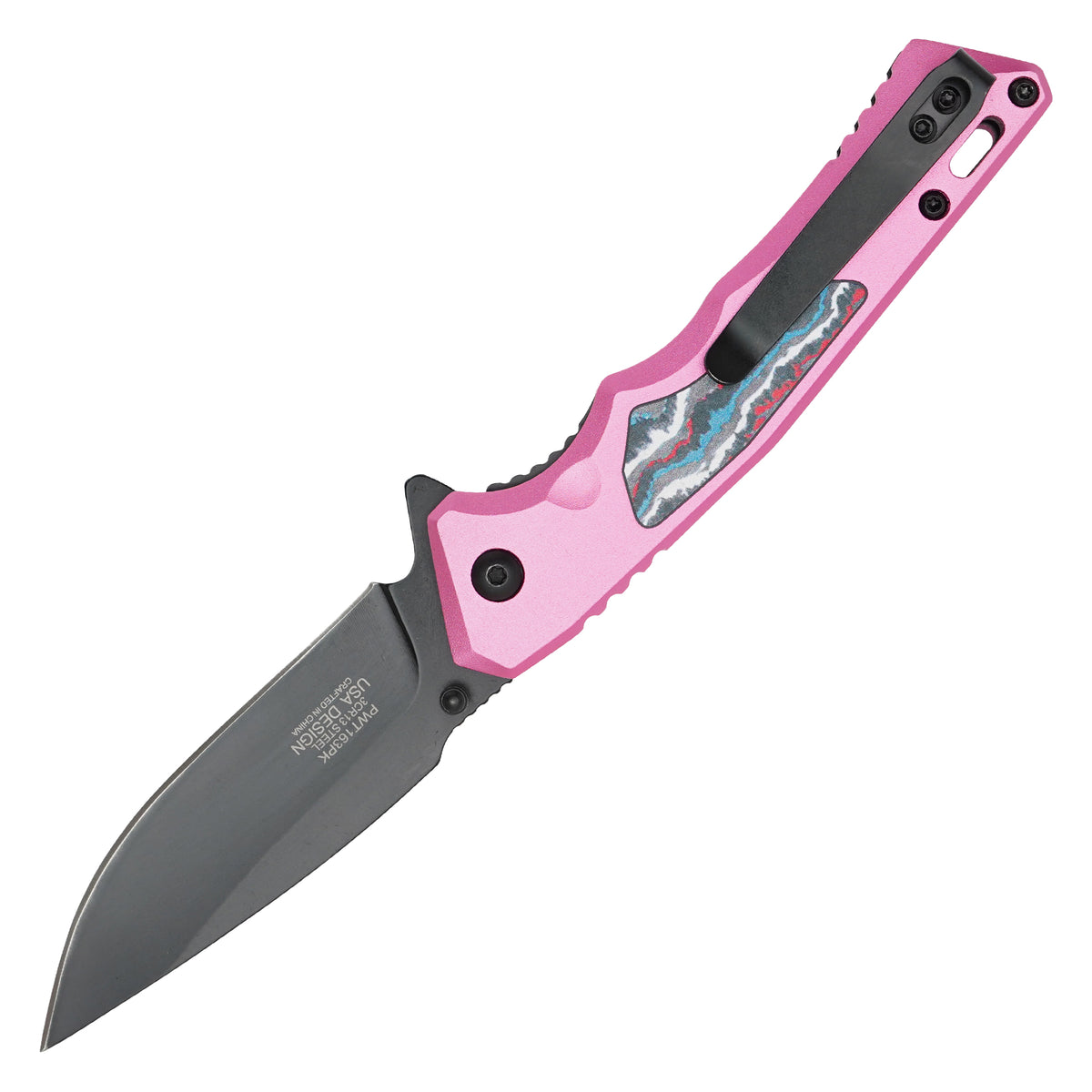 Wartech - 7.75" Pink Acid Marble | Spring Assisted Pocket Knife