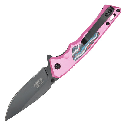 Wartech - 7.75" Pink Acid Marble | Spring Assisted Pocket Knife