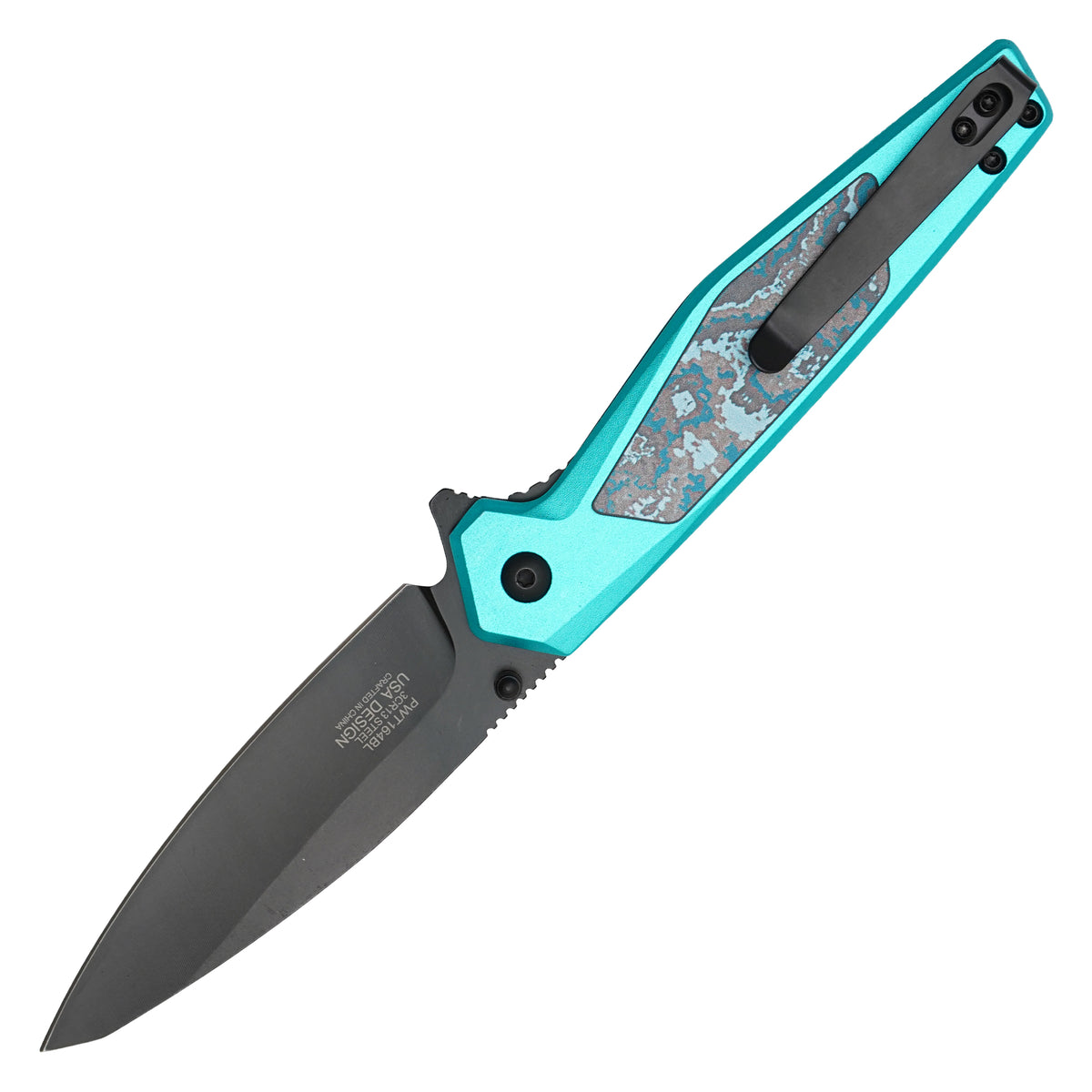 Wartech - 8" Blue Marble | Spring Assisted Pocket Knife
