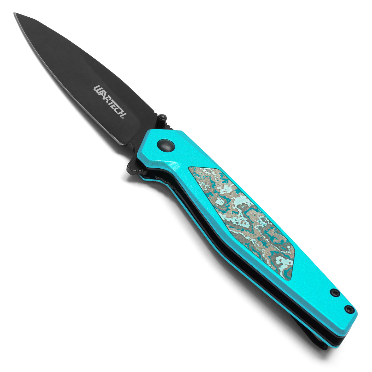 Wartech - 8" Blue Marble | Spring Assisted Pocket Knife