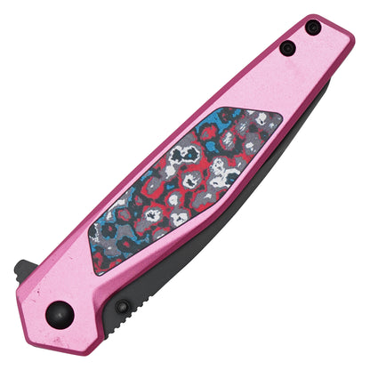 Wartech - 8" Pink Acid Camo | Spring Assisted Pocket Knife
