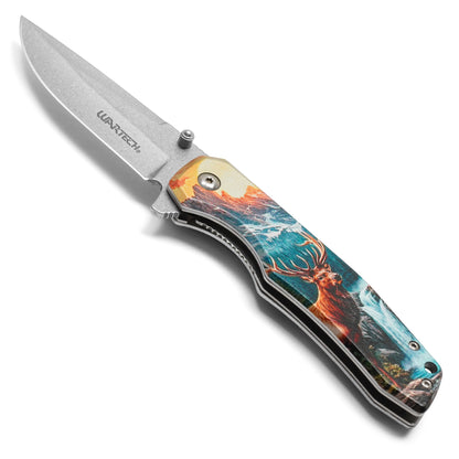 Wartech - 8" Wild Elk | Spring Assisted Pocket Knife