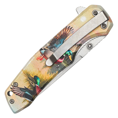 Wartech - 8" Flying Mallards | Spring Assisted Pocket Knife