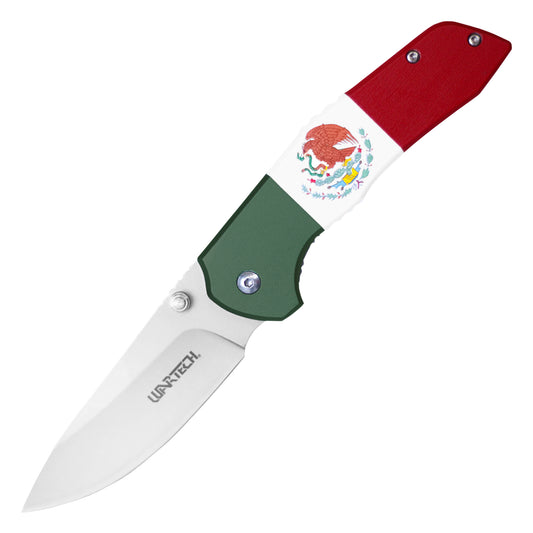 Wartech - 8" Mexican Flag | Spring Assisted Pocket Knife