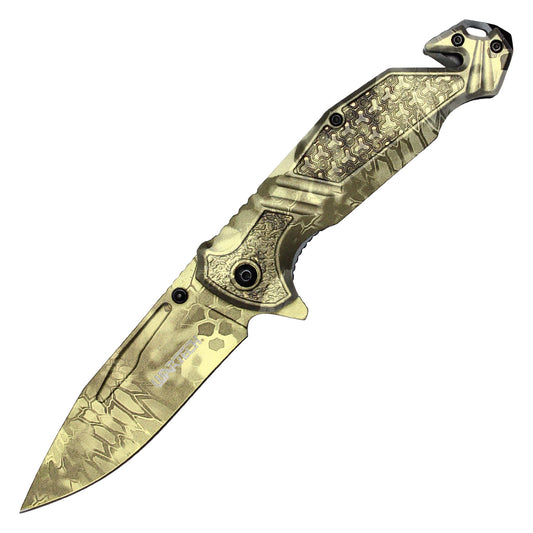 8.25" Overall Assisted Open Pocket Knife Camo Handle