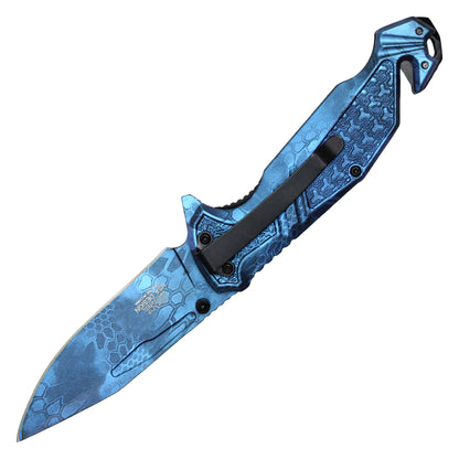 Wartech - 8" Blue Morpho Camo  Pocket Knife