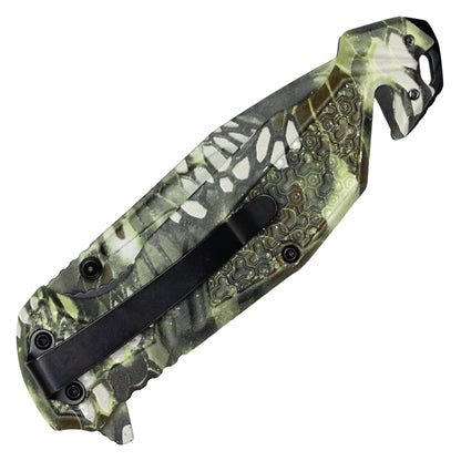 Wartech - 8" Woodland Morpho Camo Pocket Knife