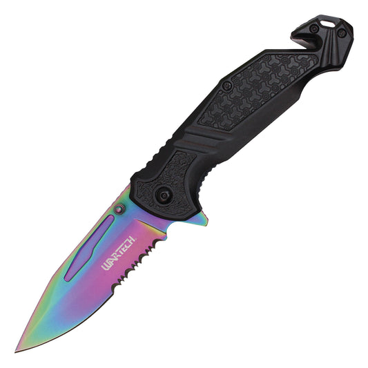 8" Serrated Pocket Knife (Rainbow)