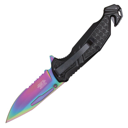 8" Serrated Pocket Knife (Rainbow)