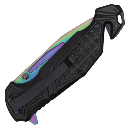 8" Serrated Pocket Knife (Rainbow)