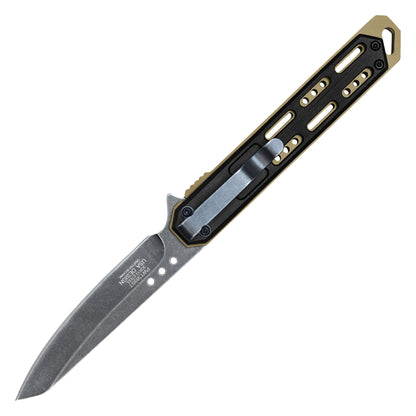 Wartech - 8.5" Stonewashed Gold | Spring Assisted Pocket Knife
