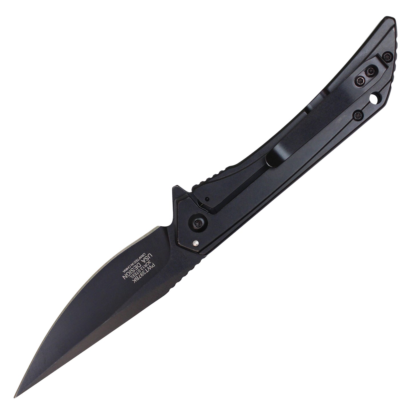 8" Slim Black Pocket Knife