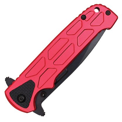 8" Red Pocket Knife w/ Black Blade