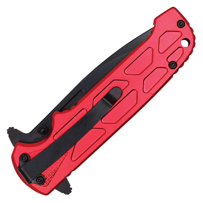 8" Red Pocket Knife w/ Black Blade