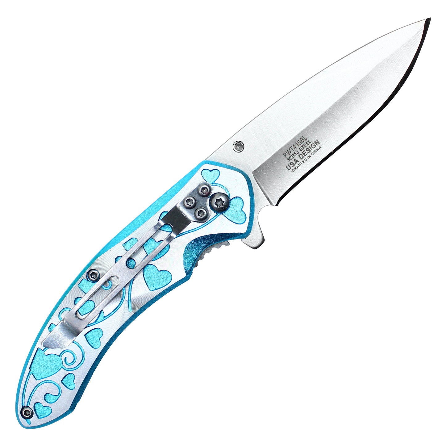 Wartech - 7" Blue Hearts | Folding Pocket Knife