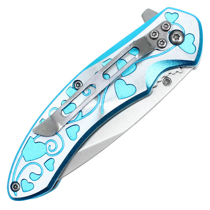 Wartech - 7" Blue Hearts | Folding Pocket Knife