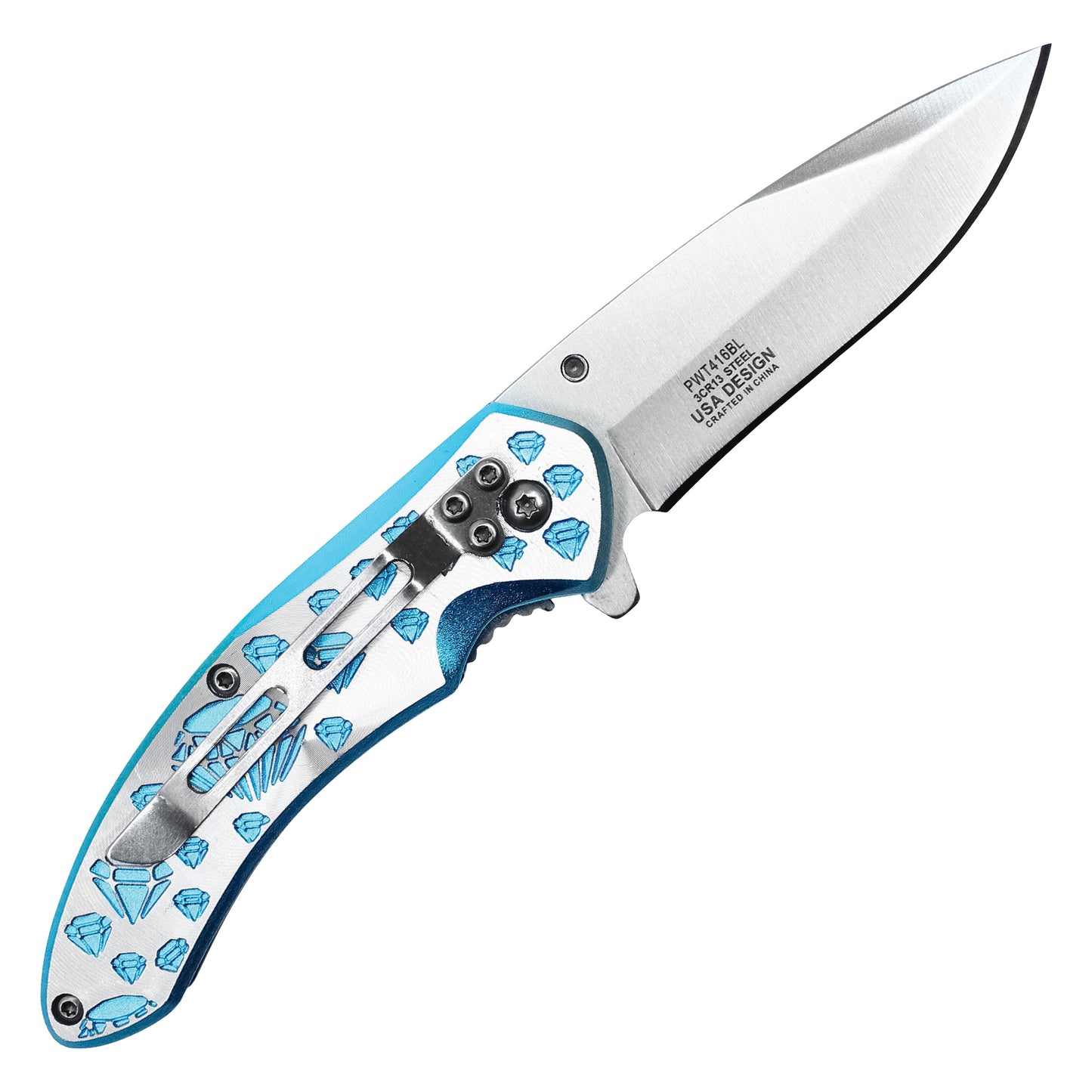 Wartech – 7" Blue Diamond Pocket Knife | Spring Assisted Pocket Knife