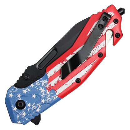 Wartech 8.5" USA Flag Pocket Knife