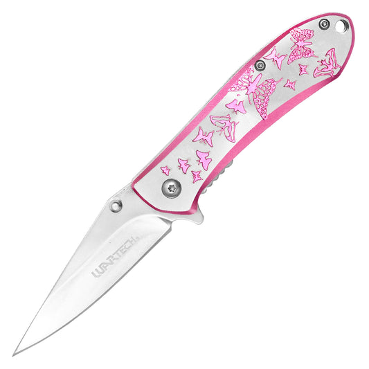 Wartech - 7" Pink Butterfly Pocket Knife