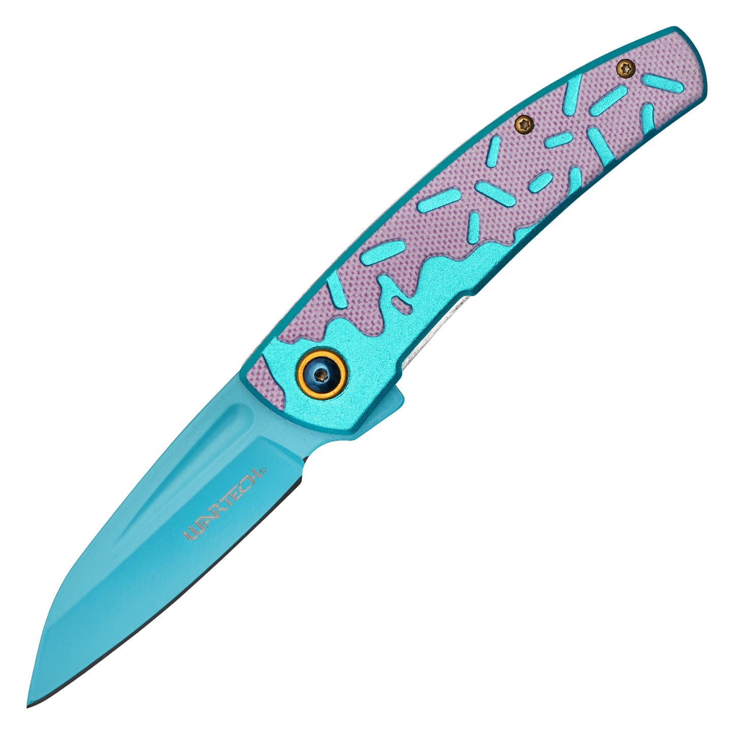 Wartech / Sweet Treats - 7.25” Blue Frosted | Spring Assisted Pocket Knife
