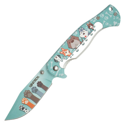Wartech - 8" Teal Pets | Spring Assisted Pocket Knife