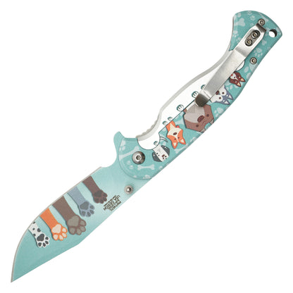 Wartech - 8" Teal Pets | Spring Assisted Pocket Knife