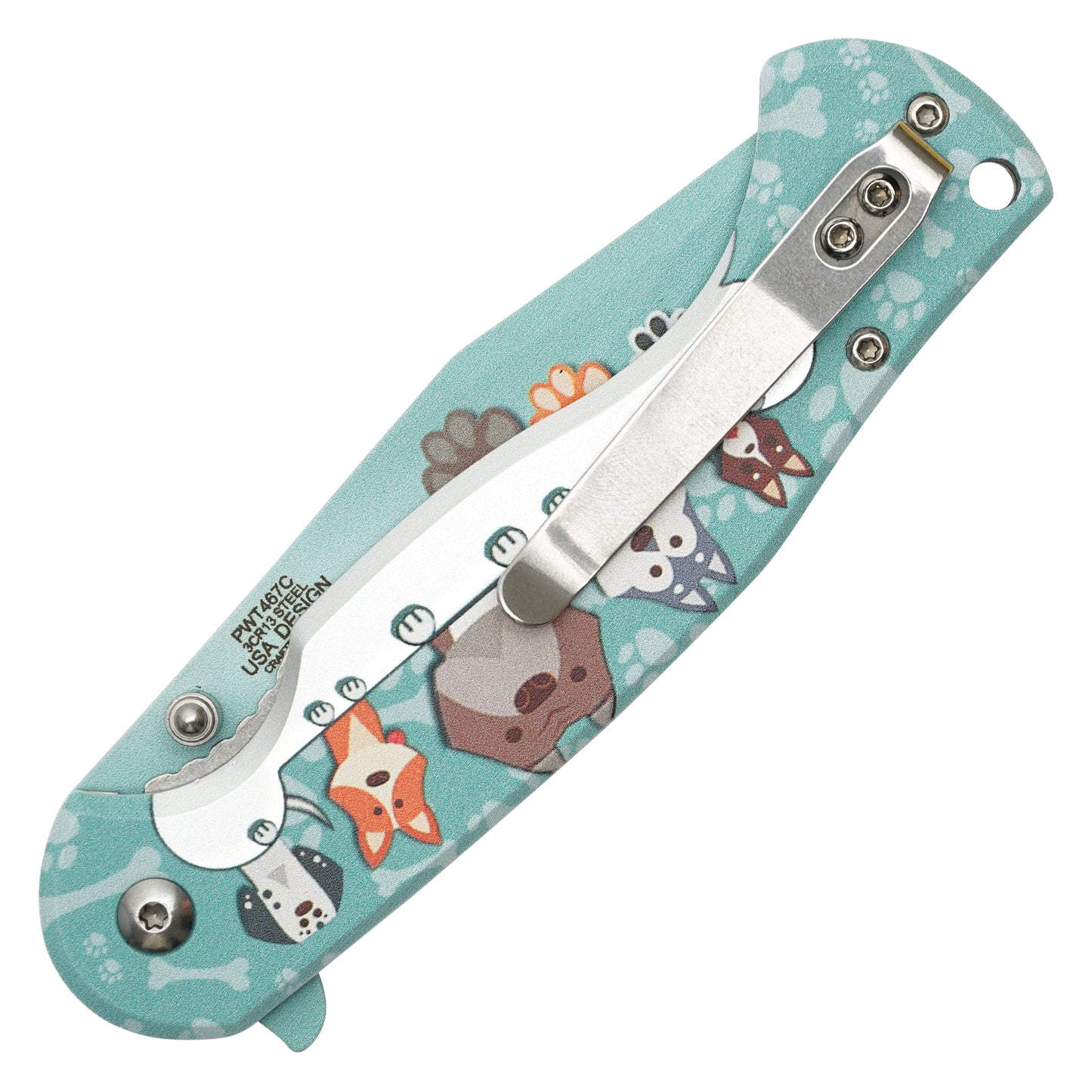 Wartech - 8" Teal Pets | Spring Assisted Pocket Knife
