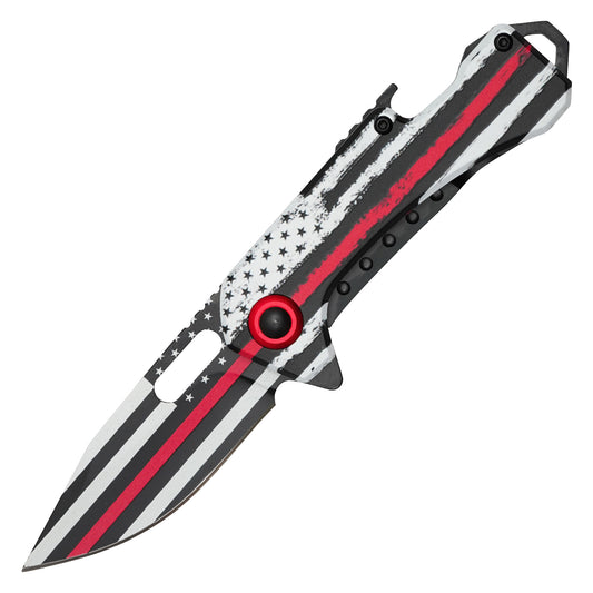 Wartech - 6.75” Thin Red Line | Spring Assisted Pocket Knife