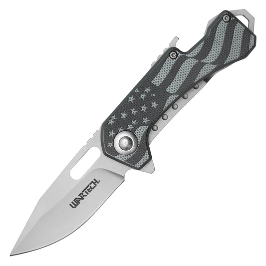 Wartech - 6.75” Gray Patriot | Spring Assisted Pocket Knife