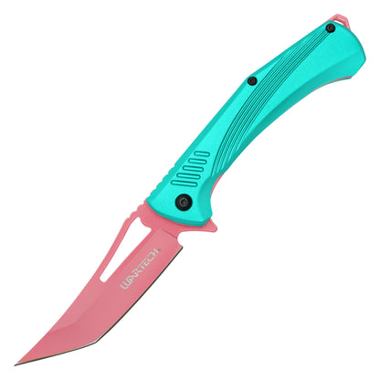 Wartech - 8.25" Blue Perforated Blade | Spring Assisted Pocket Knife