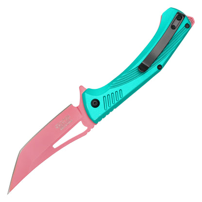 Wartech - 8.25" Blue Perforated Blade | Spring Assisted Pocket Knife
