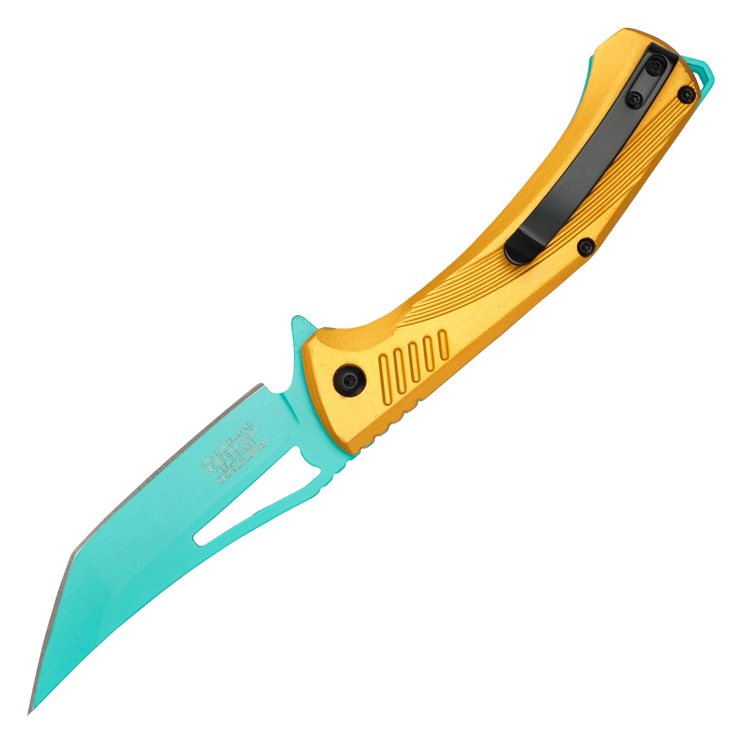 Wartech - 8.25" Gold Perforated Blade | Spring Assisted Pocket Knife