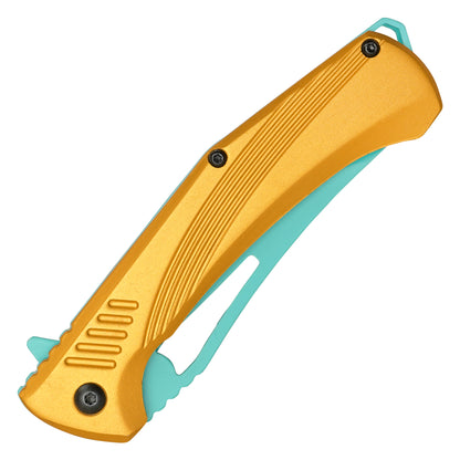 Wartech - 8.25" Gold Perforated Blade | Spring Assisted Pocket Knife