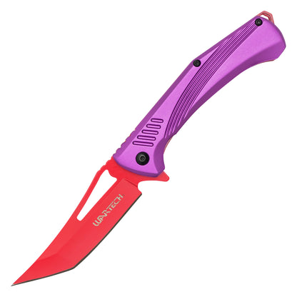 Wartech - 8.25" Red Perforated Blade | Spring Assisted Pocket Knife
